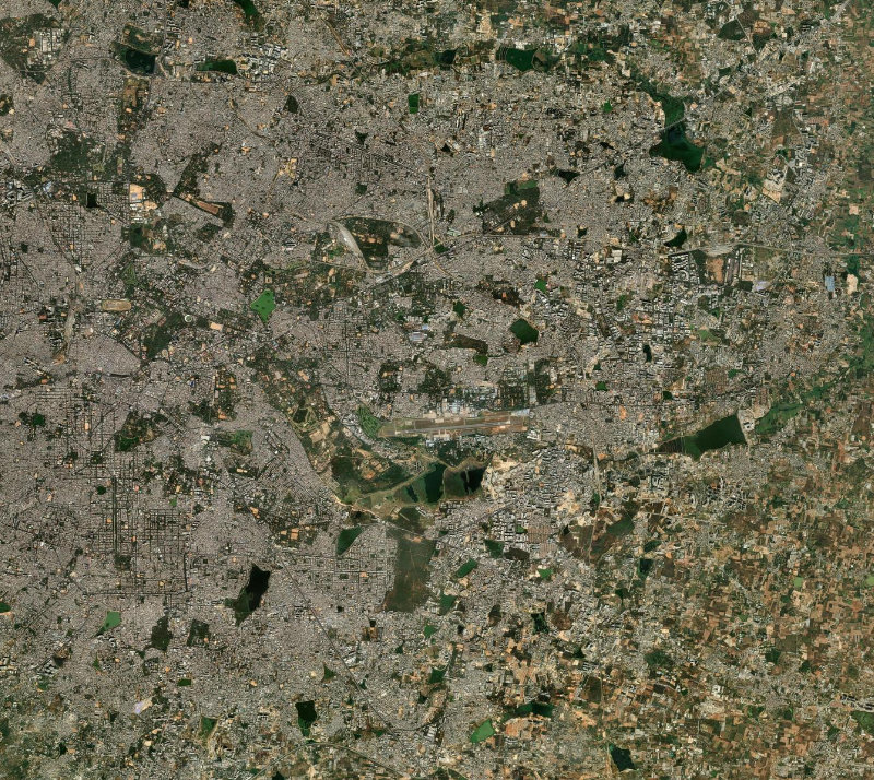 Satellite view of Bengaluru, India