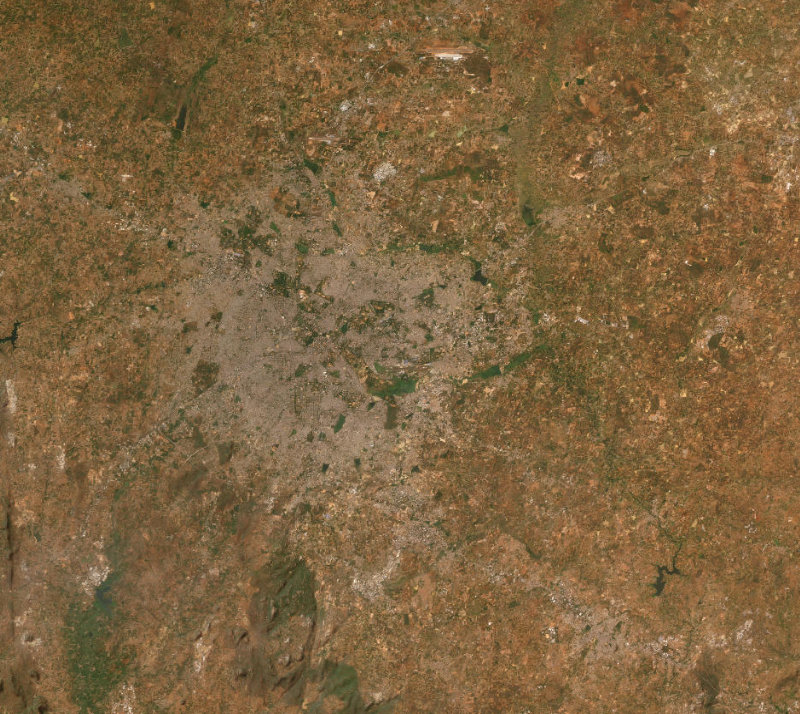 Wider satellite view around Bengaluru, India
