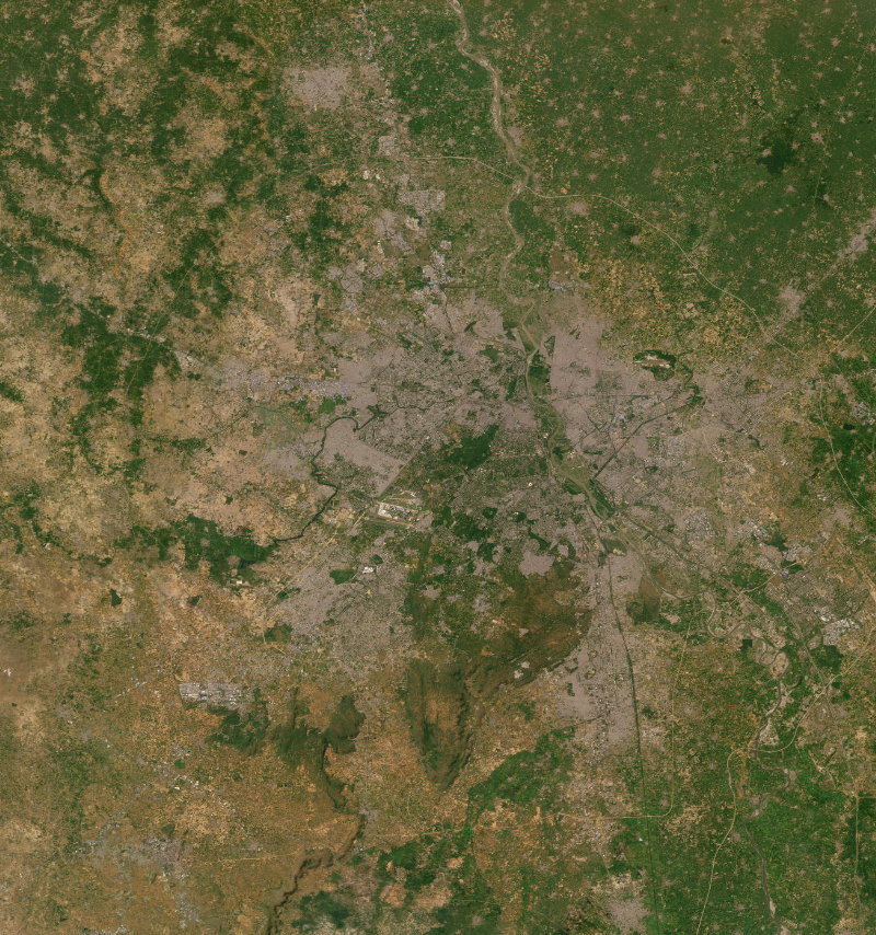 Wider satellite view around Delhi, India