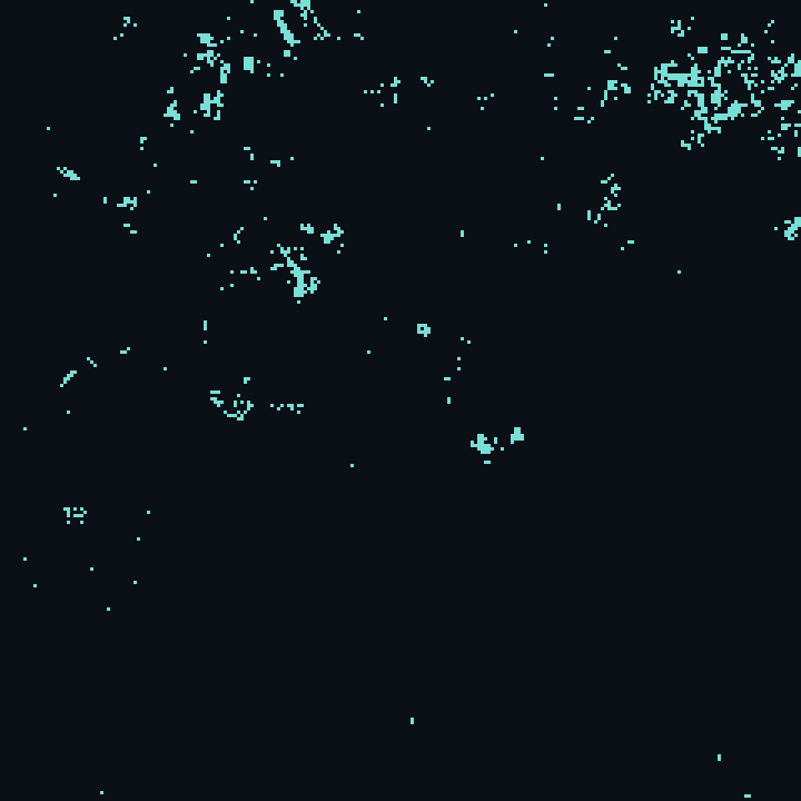 Surface-water change map for Dubai, United Arab Emirates, drawn from the counted pixels