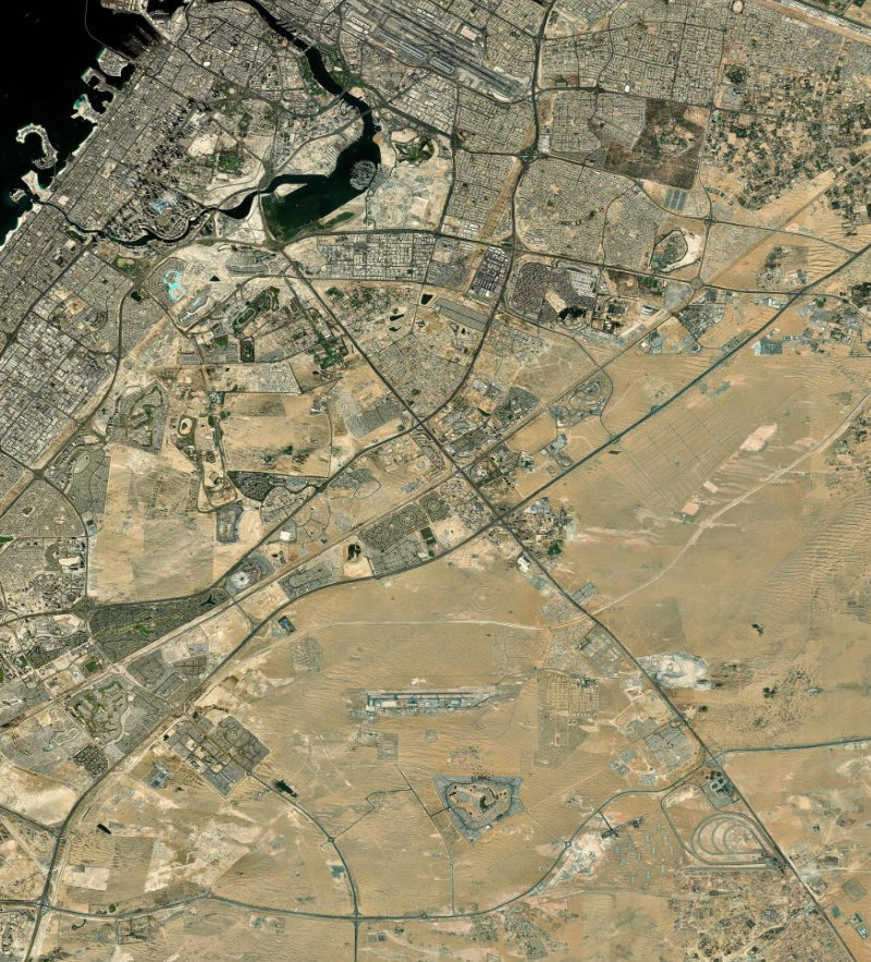 Satellite view of Dubai, United Arab Emirates