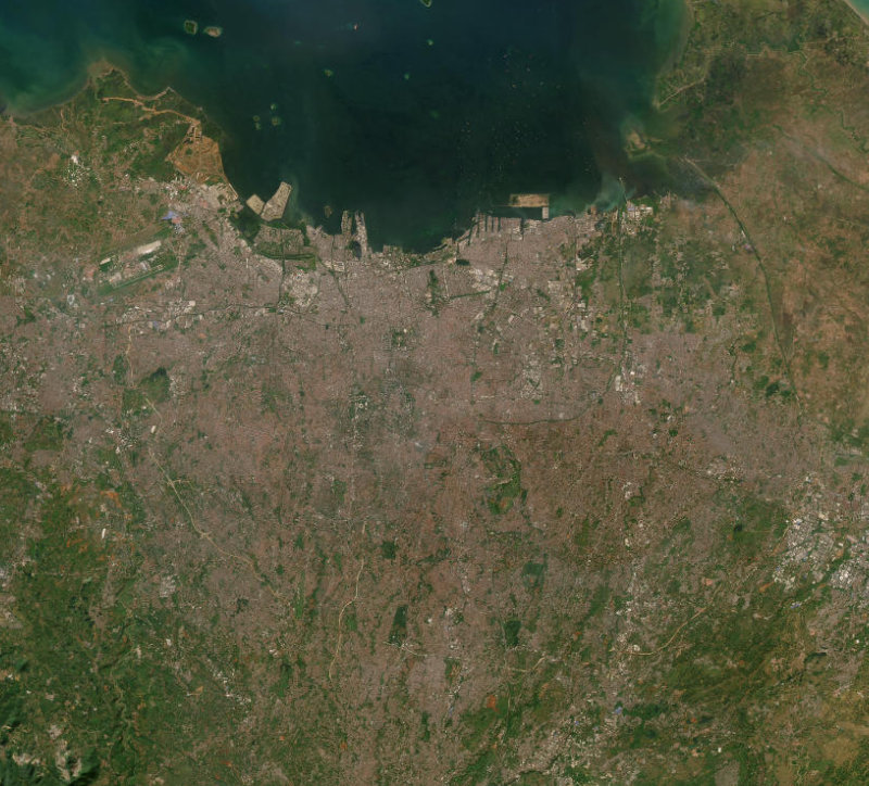 Wider satellite view around Jakarta, Indonesia