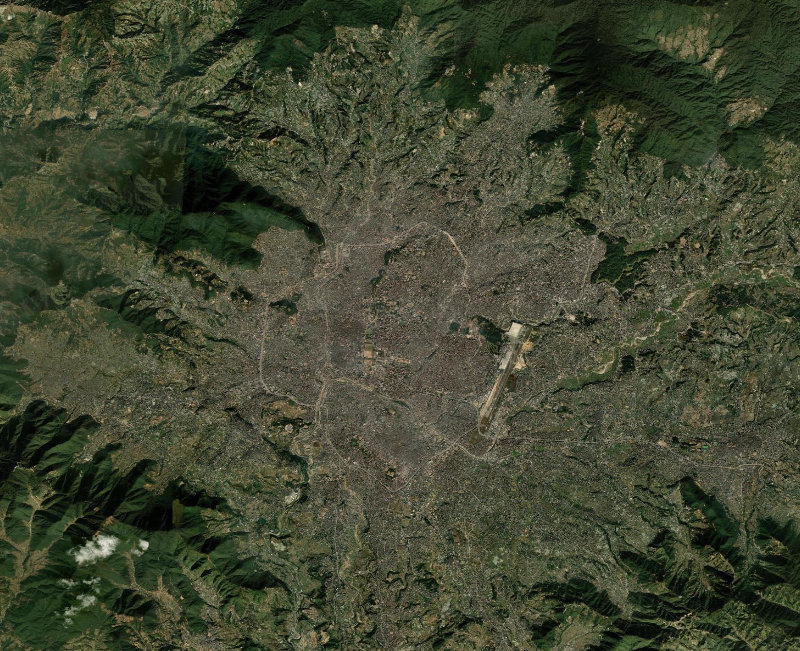 Satellite view of Kathmandu Valley, Nepal